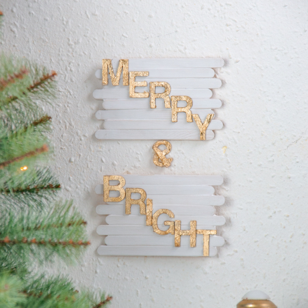 DIY Weihnachtsdeko “MERRY & Bright” mit Blattgold