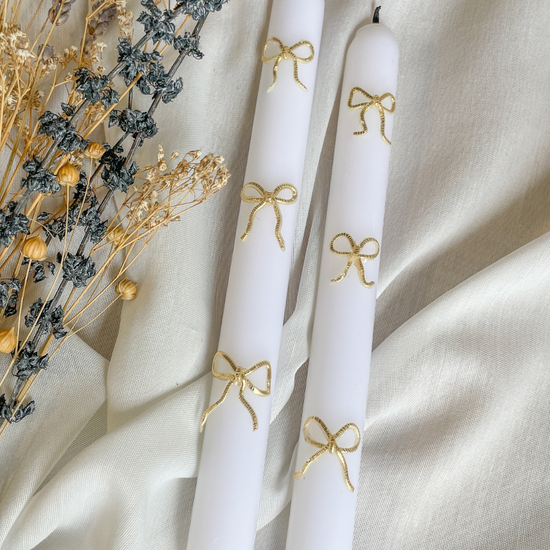 Kreative Gestaltungsidee: DIY Stabkerzen mit Schleifen